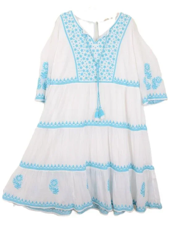 Soft Surroundings Juniper PLUS 1X Embroidery Gauze 3/4 Sleeve Dress Beach Boho - Picture 4 of 14